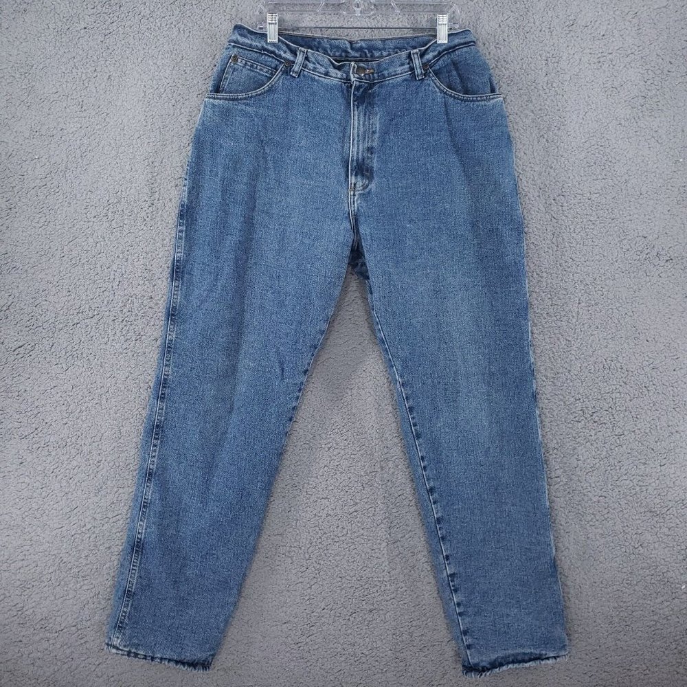 Wrangler Rugged Wear Fleece Lined Mom Jeans Size 32X31  Blue Warm HighRise